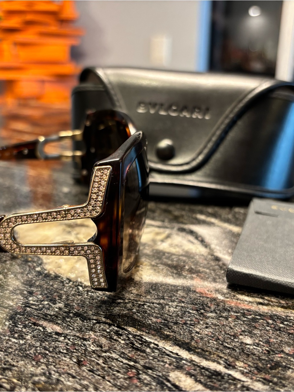 Bulgari Tortoiseshell Crystal-Embellished Women's Sunglasses